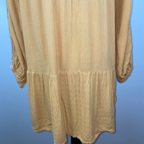 American Eagle Yellow Tunic Top Bohemian Lace Tassels Long Sleeved Womens Medium - Picture 8 of 9
